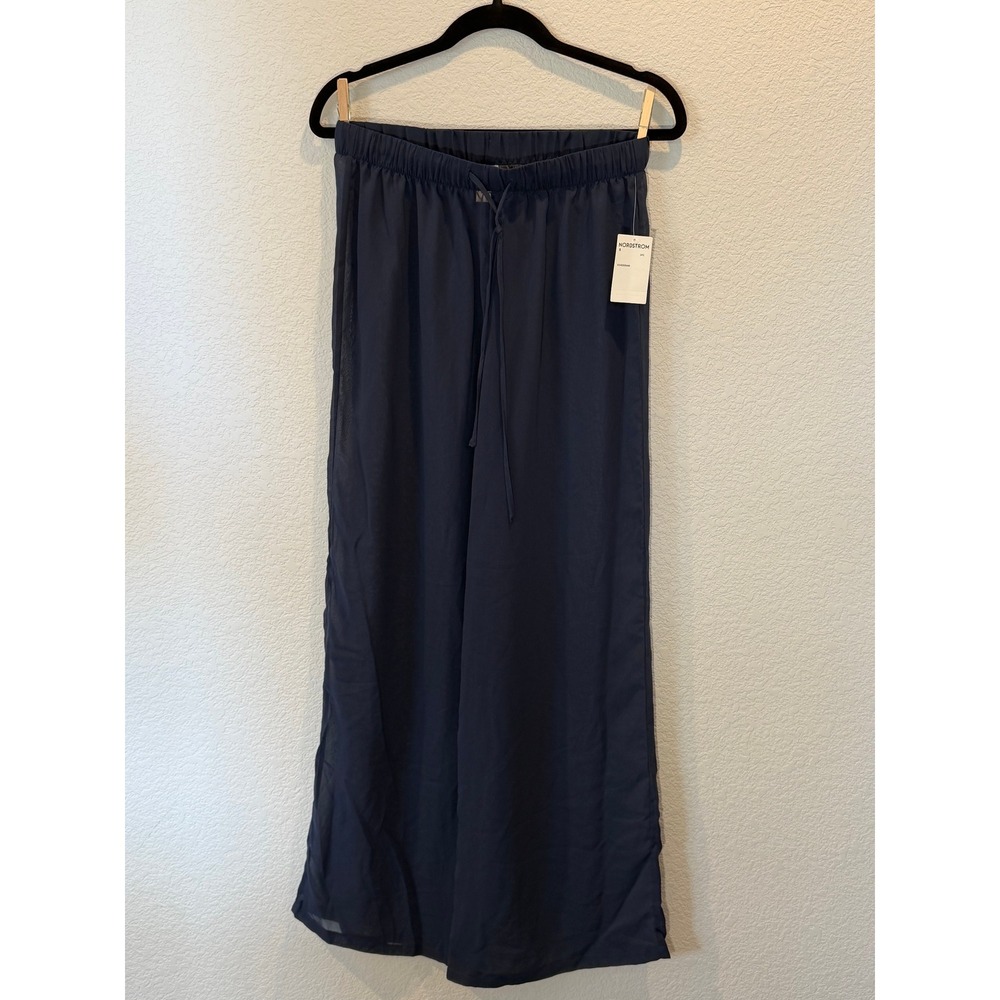 Open Edit Women Wide Leg Pants Navy Blue‎ S